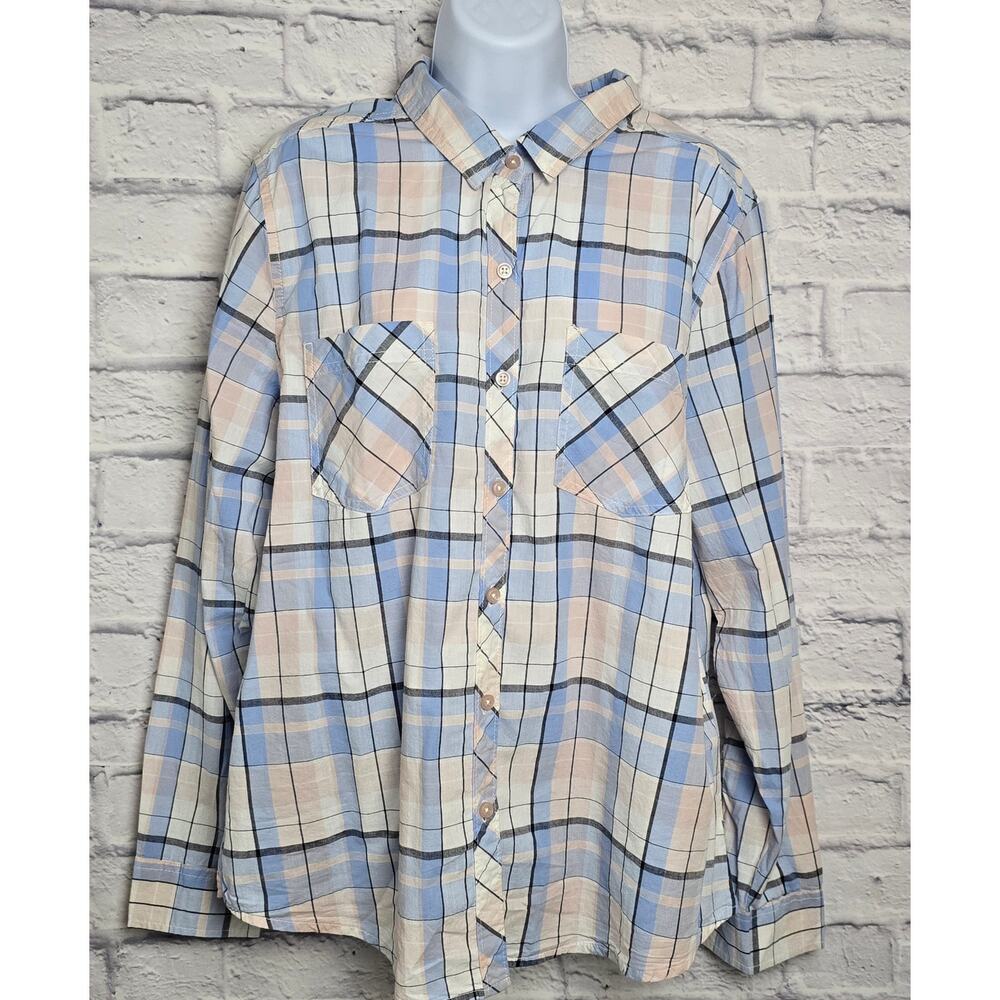 🌼NWT Confess Shirt Womens Size XL Plaid Long Sleeve Button Down